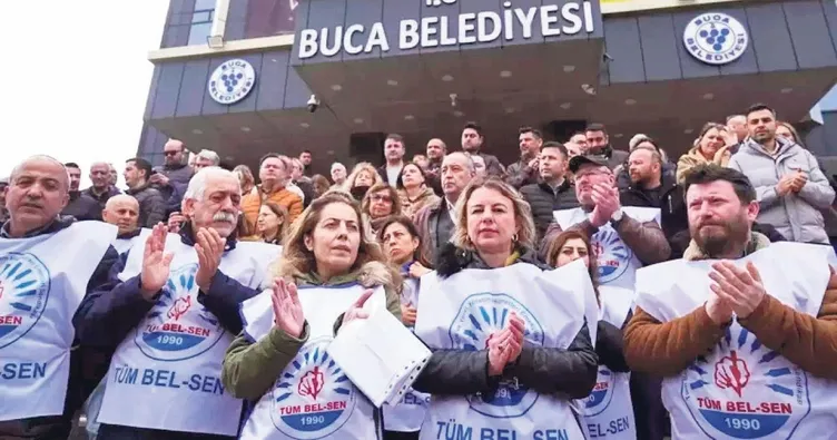 Buca'da paralarını alamayan belediye personeli iş bıraktı...